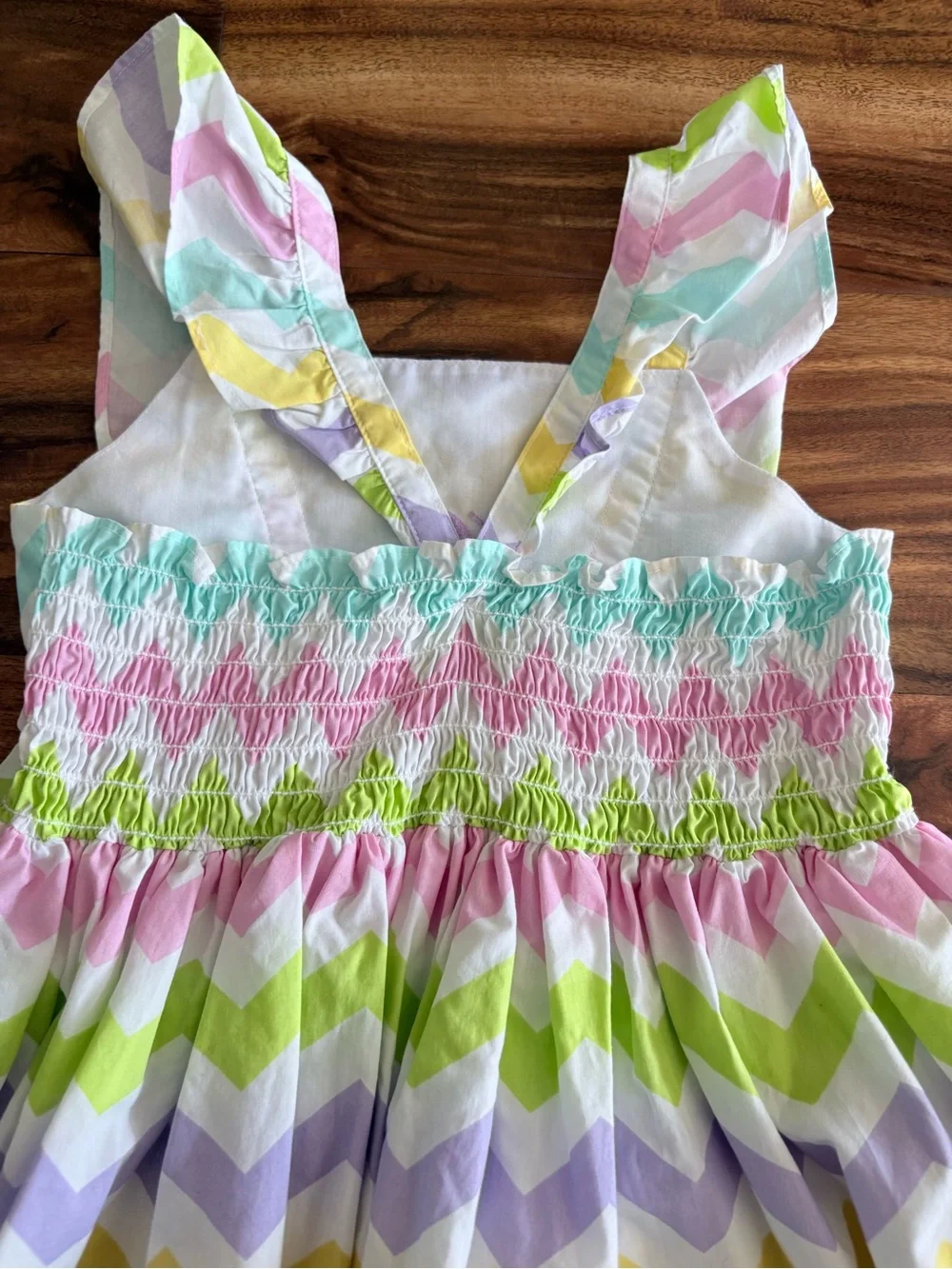 Kelly’s Kids Vintage Girls Pastel Chevron Stripe Easter Dress “C” Monogram 6 7